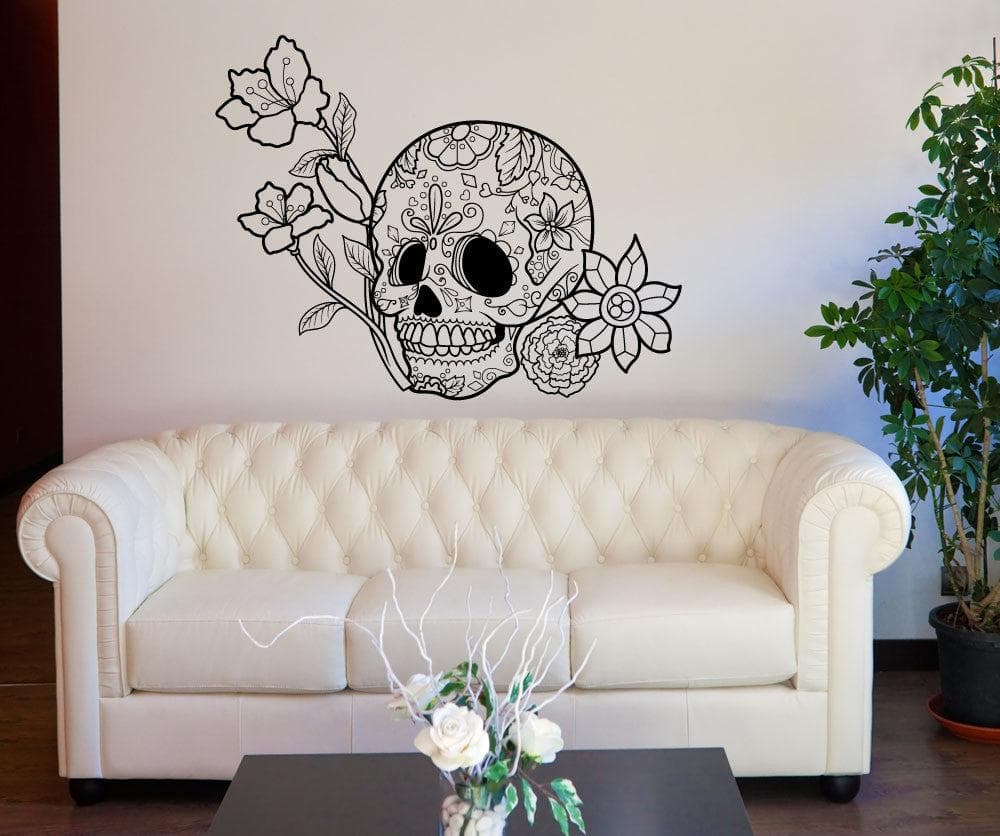 Day of the Dead Sugar Skull with Flower Wall Decal. #1179