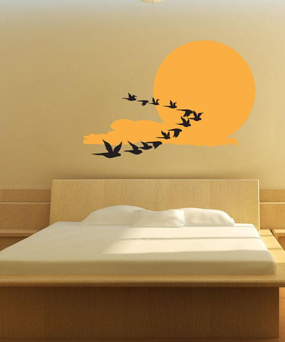 Birds Flying In Front of Sun Wall Decal Sticker. #1195