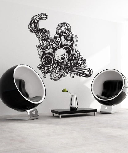Vinyl Wall Decal Sticker Skull and Speakers #1215