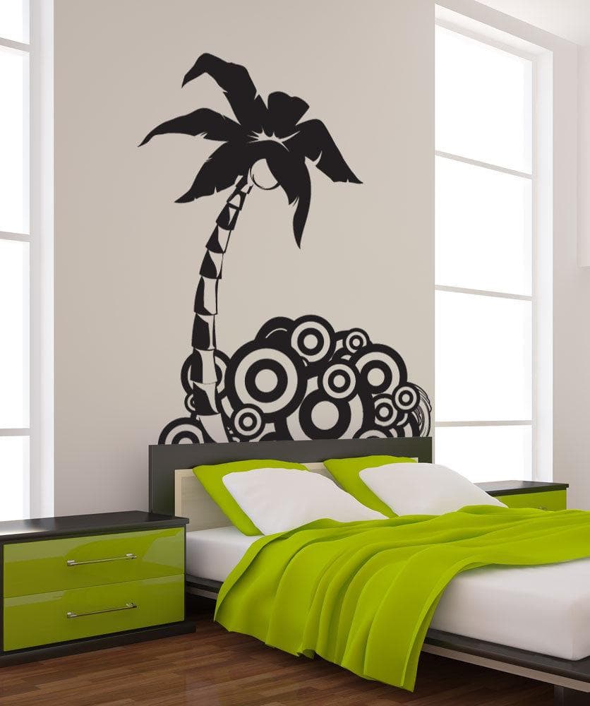 Vinyl Wall Decal Sticker Palm Tree Circle Design #1221