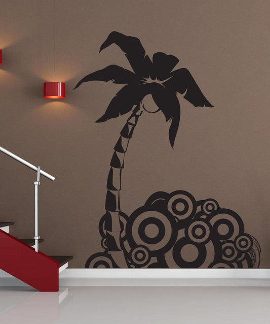 Vinyl Wall Decal Sticker Palm Tree Circle Design #1221