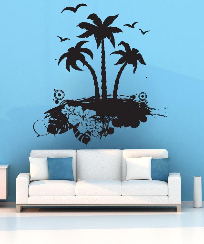 Vinyl Wall Decal Sticker Tropical Island Art #1224