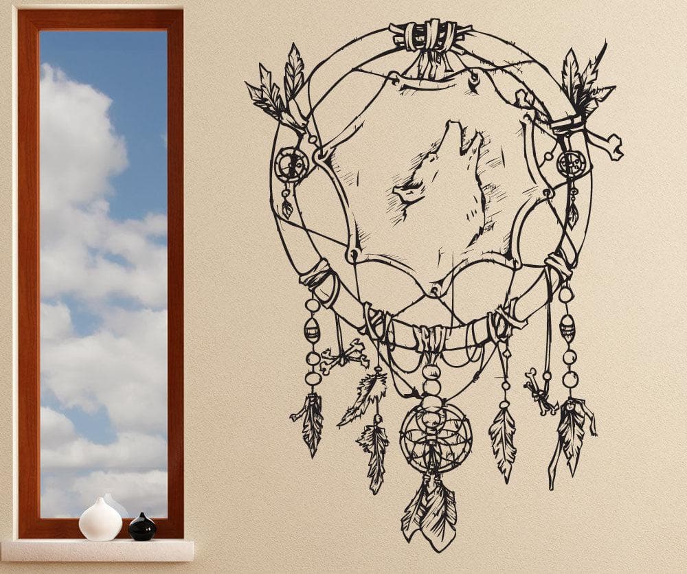 Vinyl Wall Decal Sticker Wolf Dreamcatcher #1240