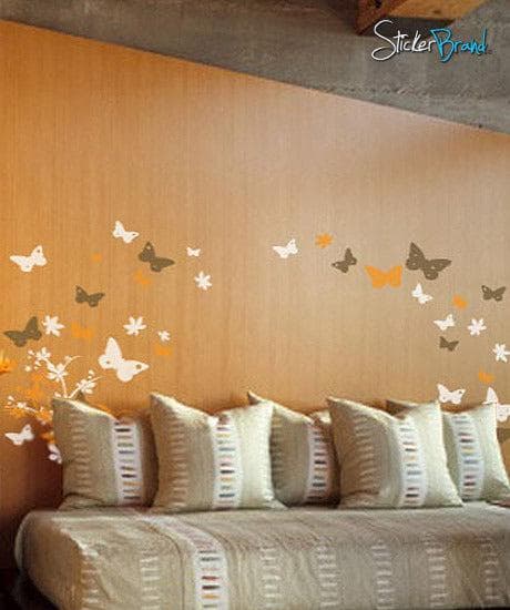Butterfly Flower Floral Vinyl Wall Art Decal Sticker #128