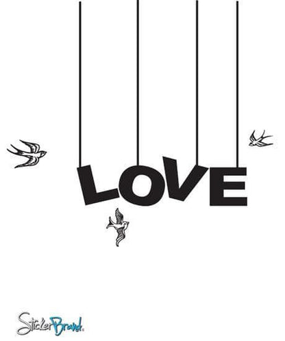 LOVE bird Phrase Lettering Vinyl Wall Decal Sticker #129