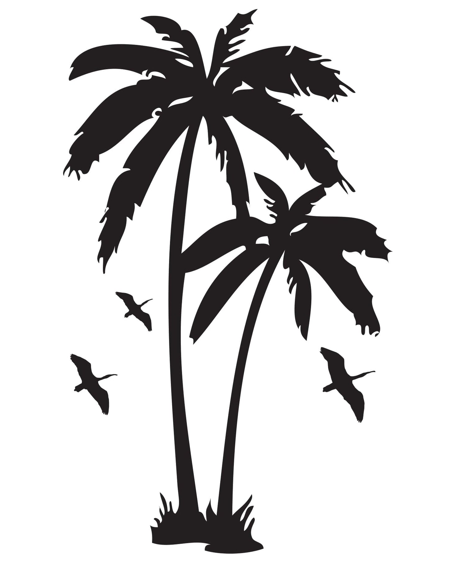 Palm Tree with Birds Vinyl Wall Art Decal Sticker. #134