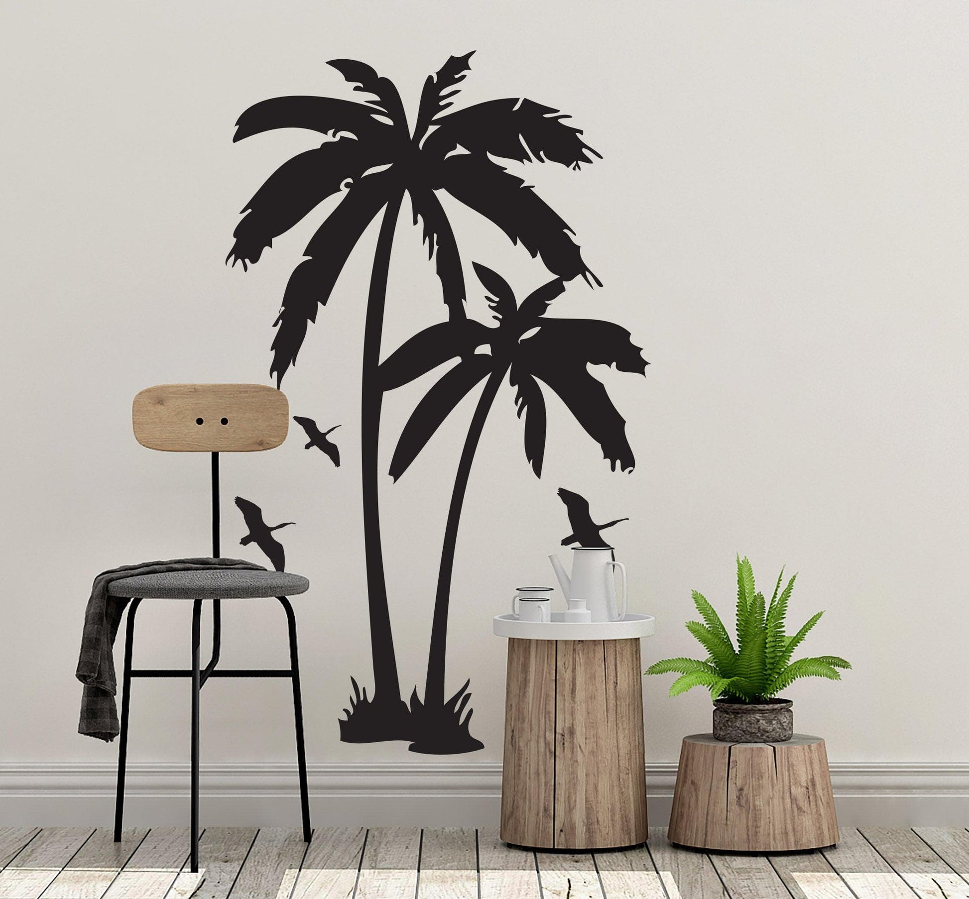 Palm tree strokes tree wall decal - TenStickers