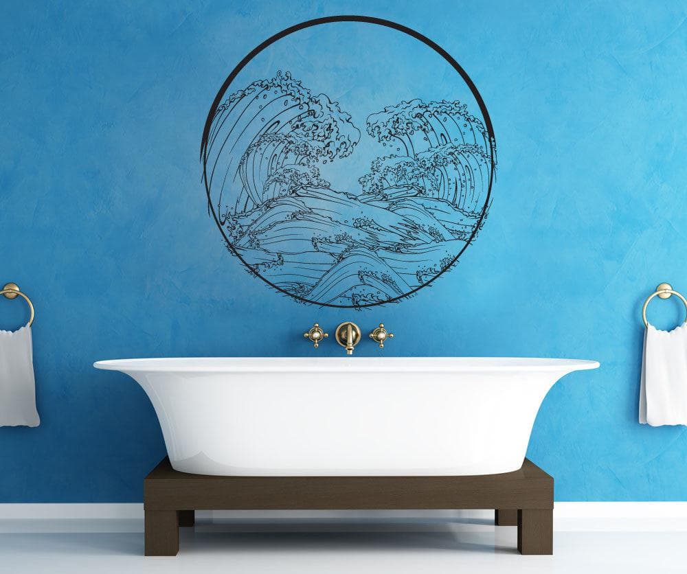 Great Wave Japanese Wave Circle Vinyl Wall Decal Sticker. #1364