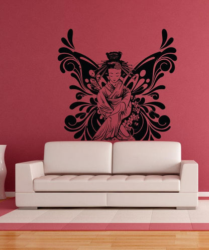 Vinyl Wall Decal Sticker Butterfly Geisha #1369