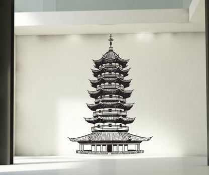 Japanese Pagoda Vinyl Wall Decal Sticker. Japanese Theme Room. #1439