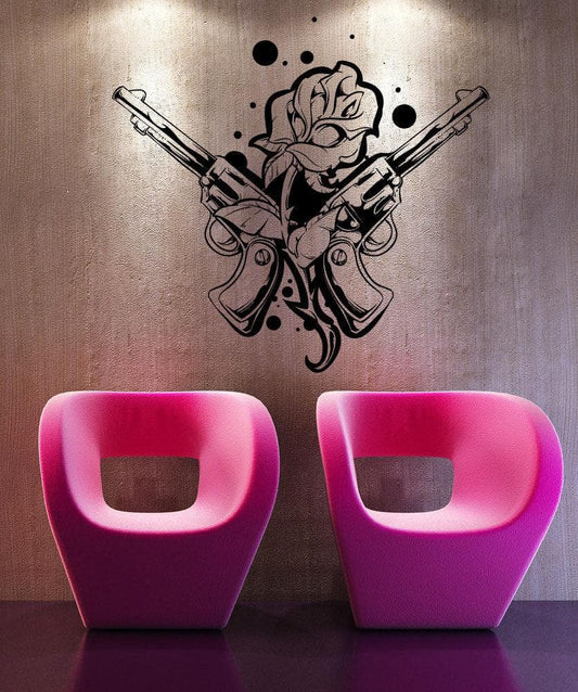 Vinyl Wall Decal Sticker Rose and Guns Tattoo #1466