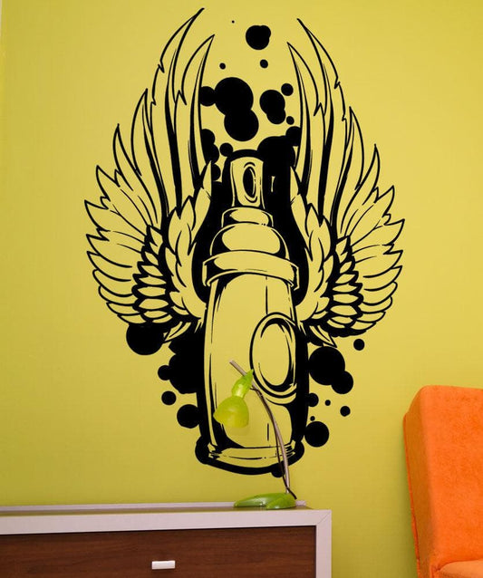 Vinyl Wall Decal Sticker Graffiti Can With Wings #1469