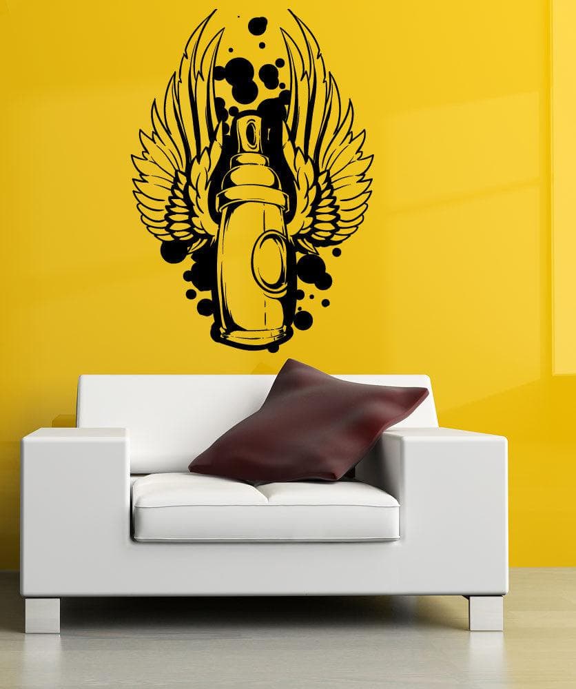 Vinyl Wall Decal Sticker Graffiti Can With Wings #1469
