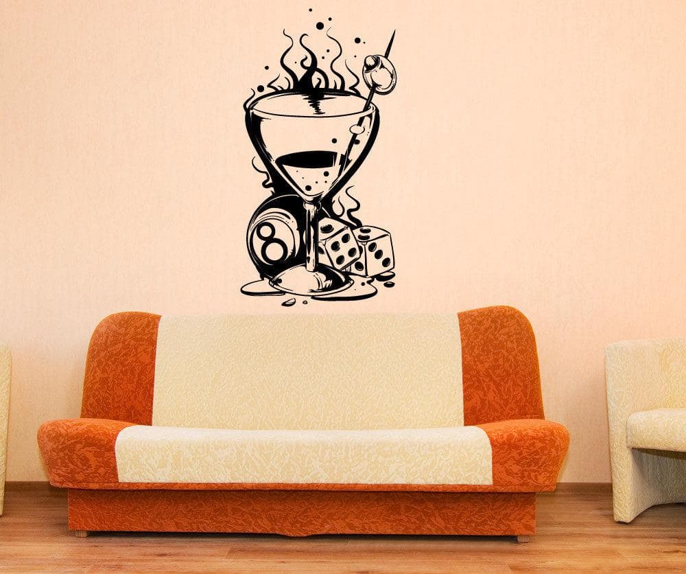 Vinyl Wall Decal Sticker Drink and 8 Ball Tattoo #1470