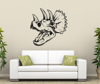 Vinyl Wall Decal Sticker Triceratops Skull #1493