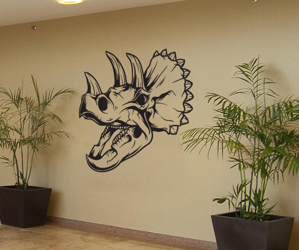 Vinyl Wall Decal Sticker Triceratops Skull #1493