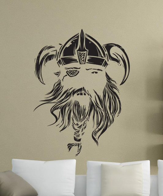 Vinyl Wall Decal Sticker Viking Face #1494