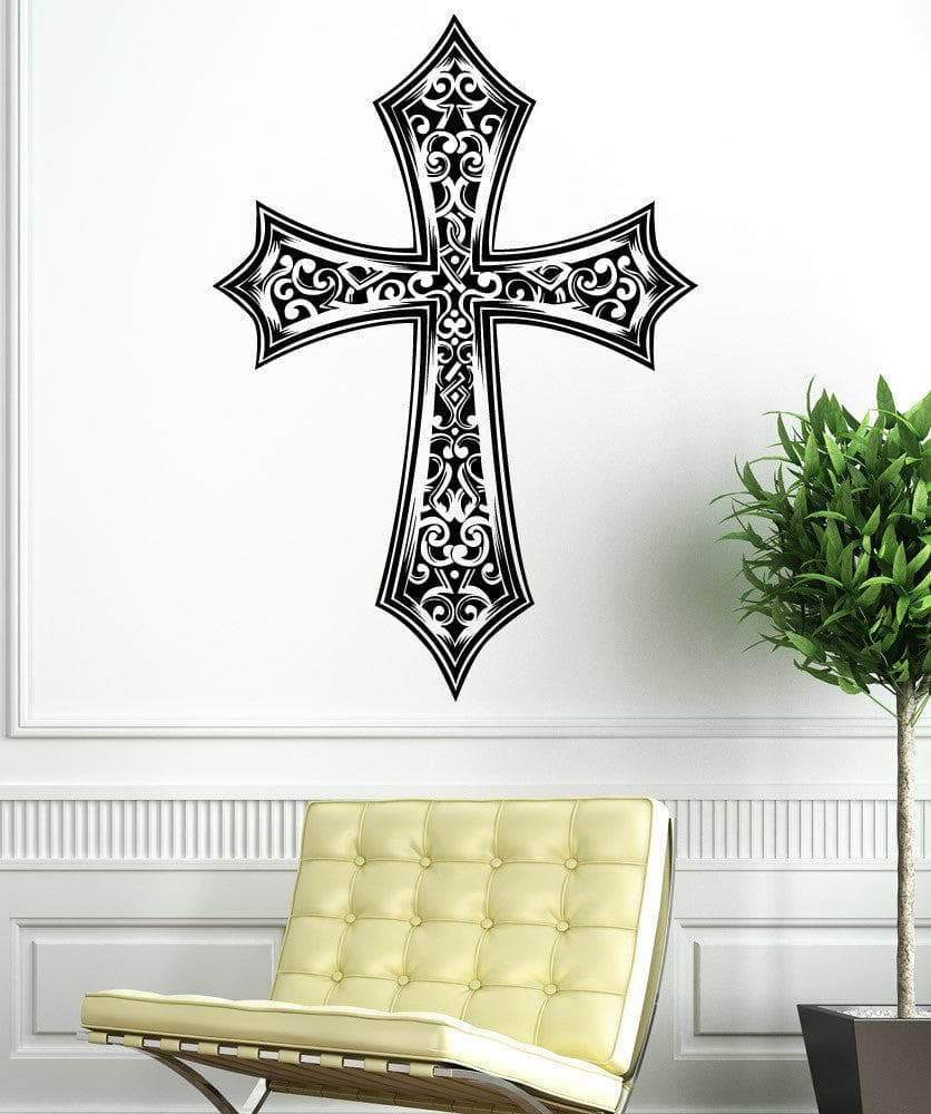 Vinyl Wall Decal Sticker Detailed Cross #1495 – StickerBrand