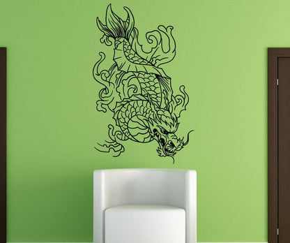 Vinyl Wall Decal Sticker Dragon Koi Fish #1499