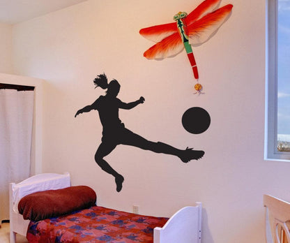 Vinyl Wall Decal Sticker Female Soccer Player #1533