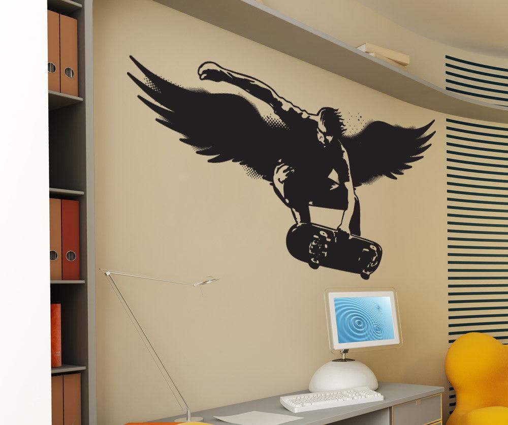 Vinyl Wall Decal Sticker Skater With Wings #1563