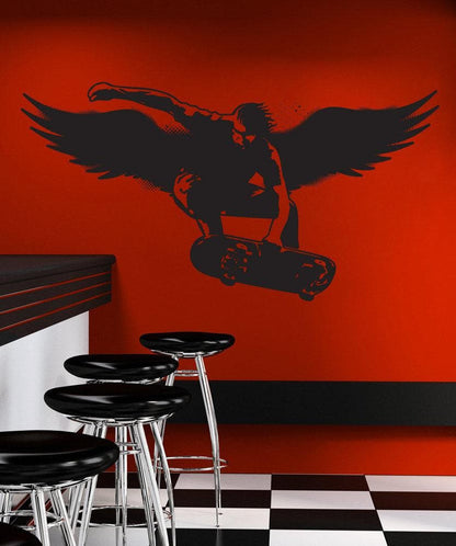 Vinyl Wall Decal Sticker Skater With Wings #1563