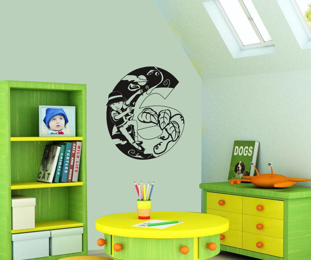 Vinyl Wall Decal Sticker Jack and the Beanstalk Number Six #OS_DC250