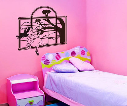 Vinyl Wall Decal Sticker Musical Girl in Window #OS_DC354