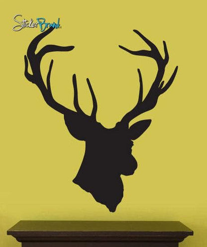 Hanging Deer Buck Head Silhouette Vinyl Wall Decal Sticker. #201