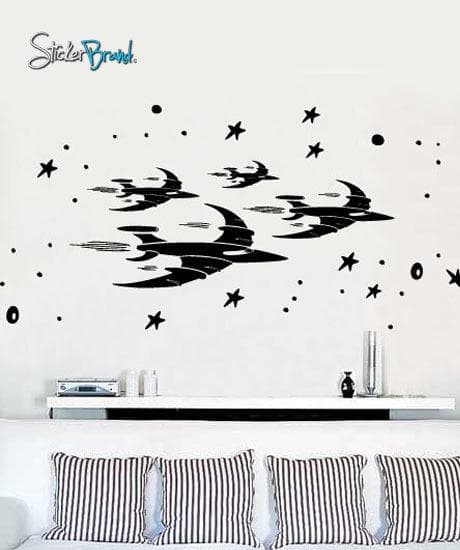 Vinyl Wall Decal Sticker Kids Room Spaceship Stars #205