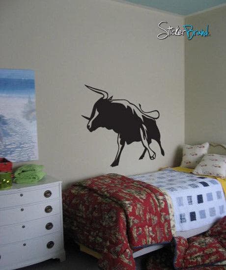 Vinyl Wall Decal Sticker Wild Bull Fight Stand #246