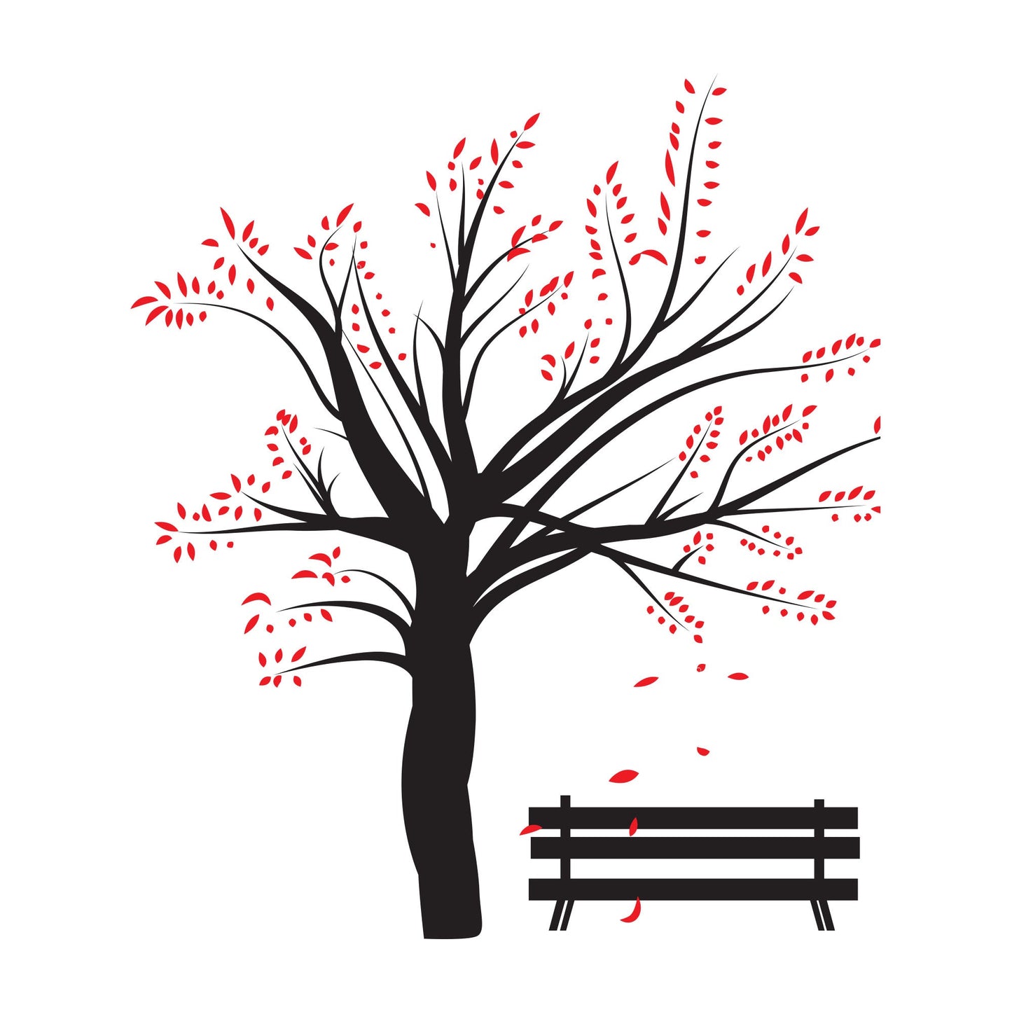 Winter Tree Blossom with Bench Vinyl Wall Decal Sticker. #272