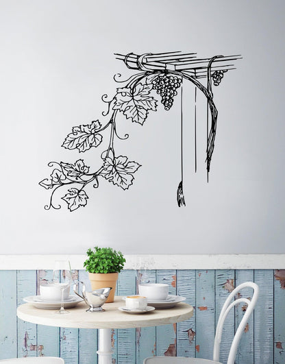 Grape Vine Floral Vinyl Wall Decal Sticker for the Kitchen. #276