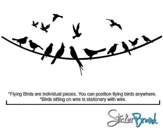 Flying Birds on Wire Wall Decal. #294