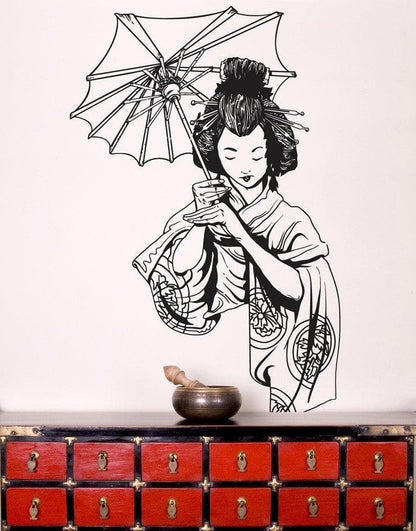 Japanese Geisha Wall Decal. Asian Decor. #295