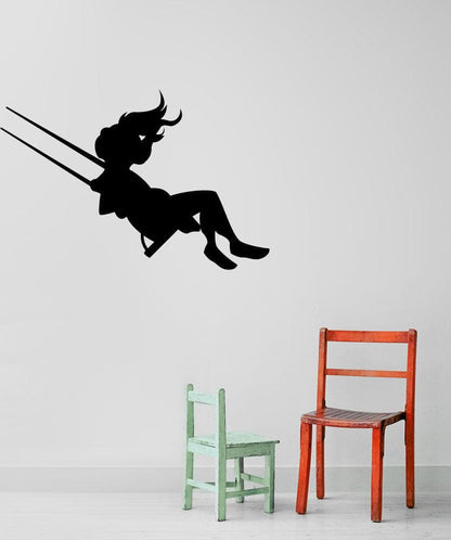 Vinyl Wall Decal Sticker Girl on Swing #OS_MG445