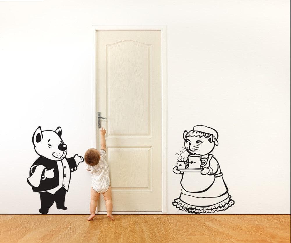 Vinyl Wall Decal Sticker Animal Butler and Maid #OS_DC217