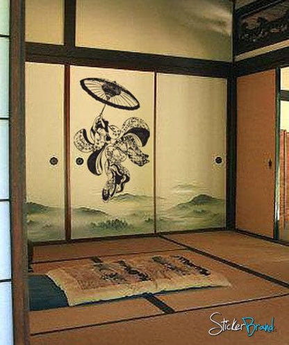 Vintage Japanese Geisha Dancer Wall Decal Asian Theme Decor #307