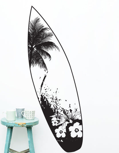Surfboard Wall Decal Sticker. Beach House Tropical Vibe Theme.  #329