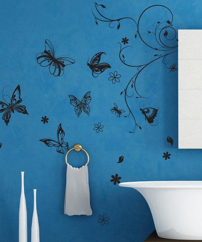 Flower Swirl Decal Stickers with Butterflies. #331