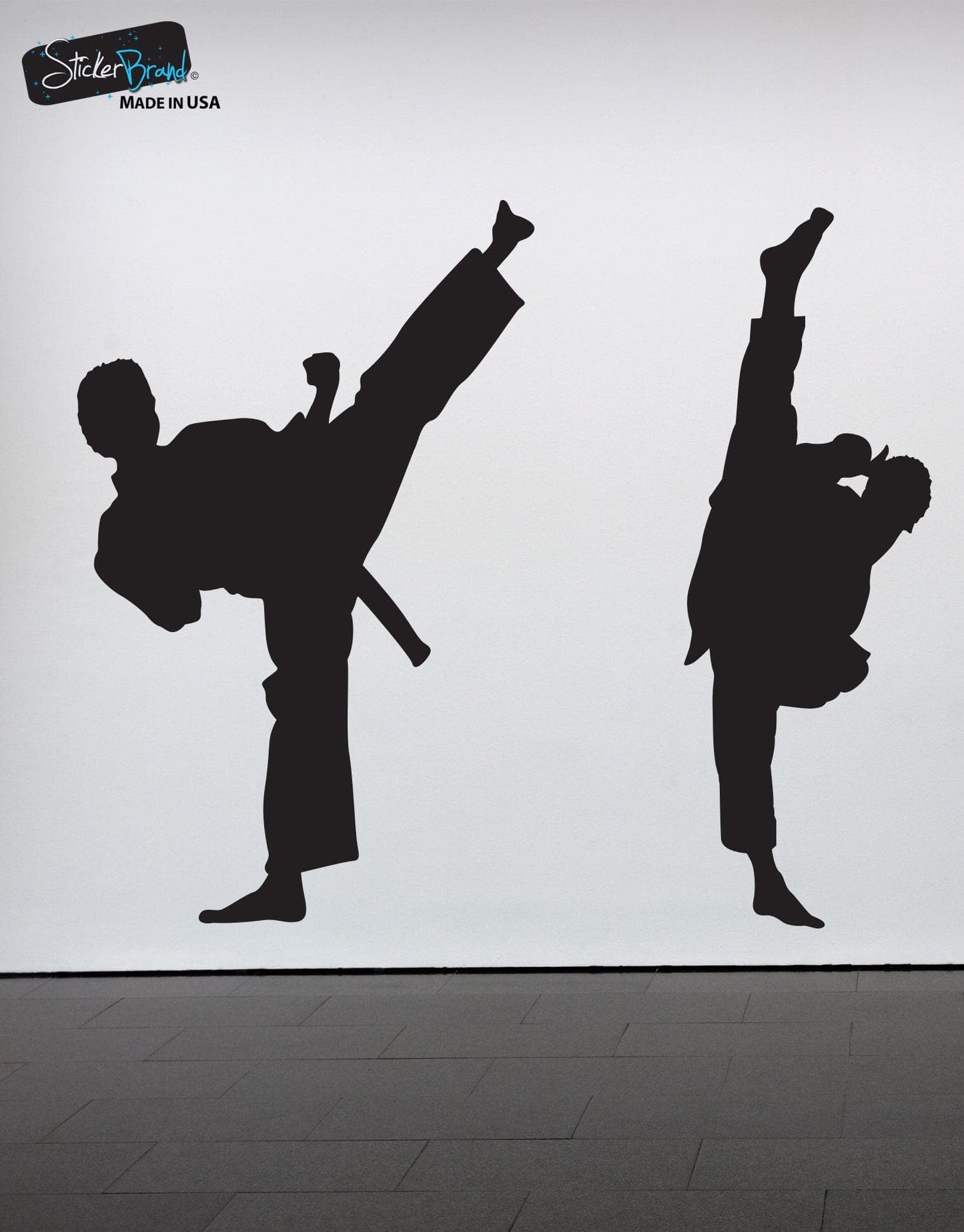 Dual Karate High Kick Wall Decal Sticker. 6ft Tall #352