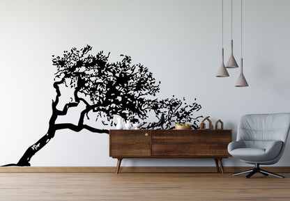 Vinyl Wall Decal Sticker Leaning Tree Cover #385