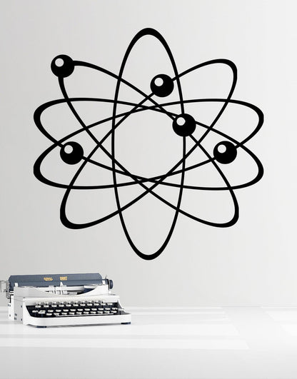 Atom Wall Decal. Electrons, protons and neutrons. Perfect for Science School Decor. Physics. #389