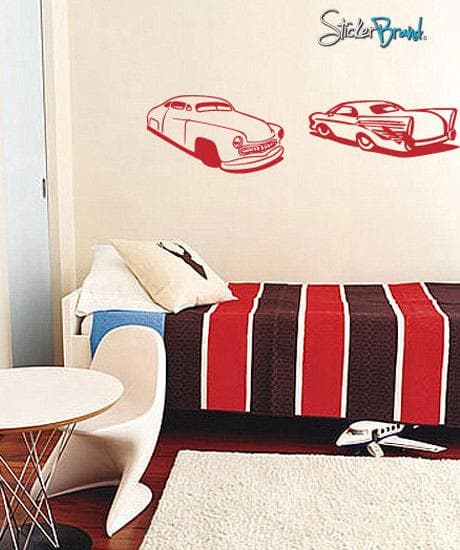 2 Classic Hot Rod Wall Decals. (Pair Set) #398