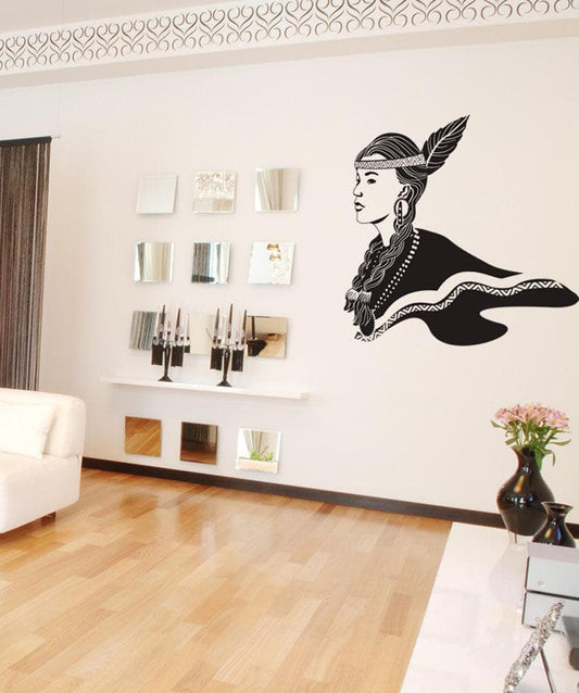 Vinyl Wall Decal Sticker Native American Girl #OS_DC291