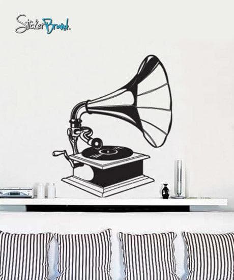 Retro Antique Record Phonograph Wall Decal. #408