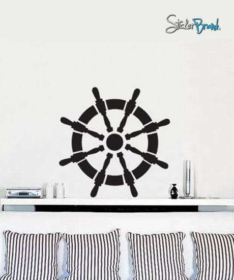 Vinyl Wall Decal Sticker Nautical Wheel Sailor Ship #442