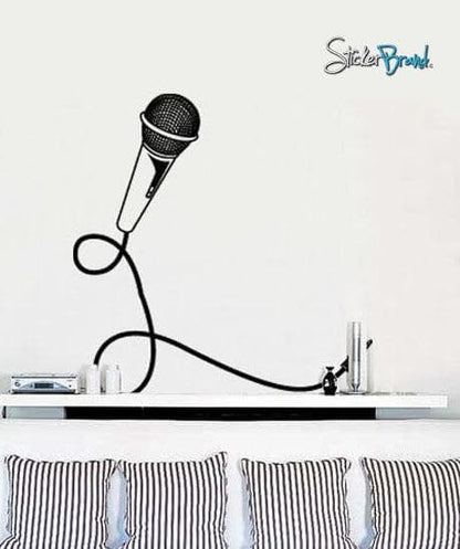 Microphone Wall Decal. Kid's bedroom decor with Mic and Cord. #449