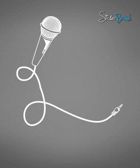 Microphone Wall Decal. Kid's bedroom decor with Mic and Cord. #449