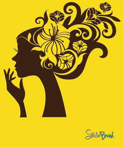 Flower Hair Girl Wall Decal Sticker. #470